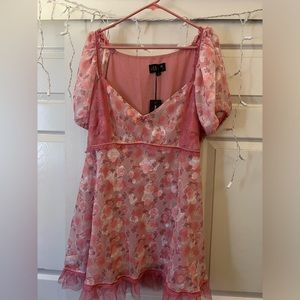 Pink Floral Babydoll Dress